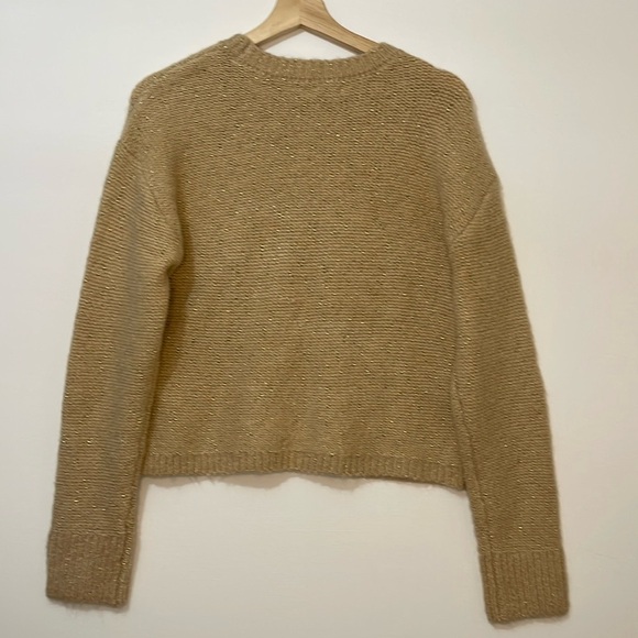 Calvin Klein Crewneck Sweater Metallic Gold Wheat Pullover NWT Sz Small - Picture 2 of 8